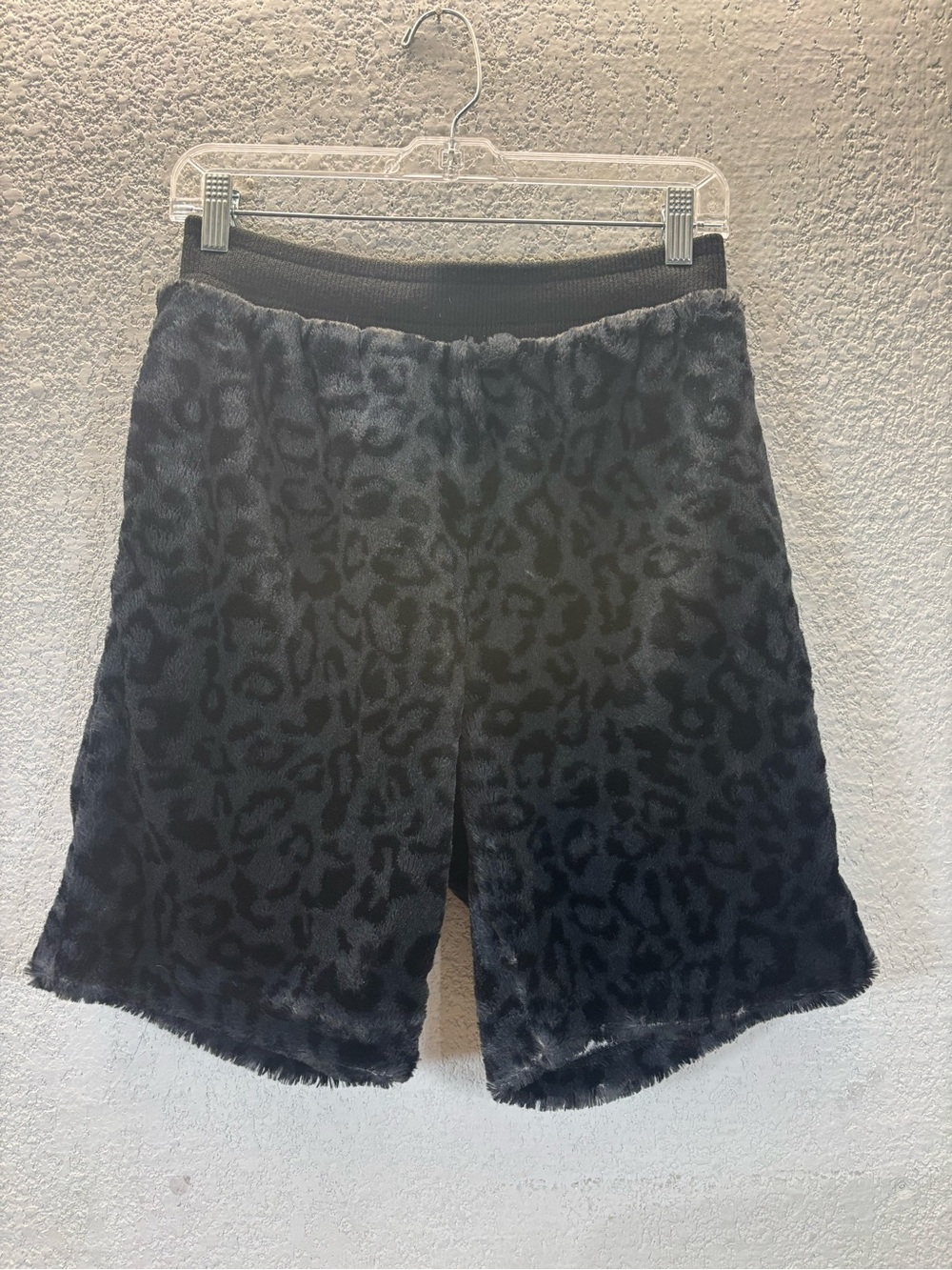SpiritHoods Black Leopard Plush Bermuda Shorts